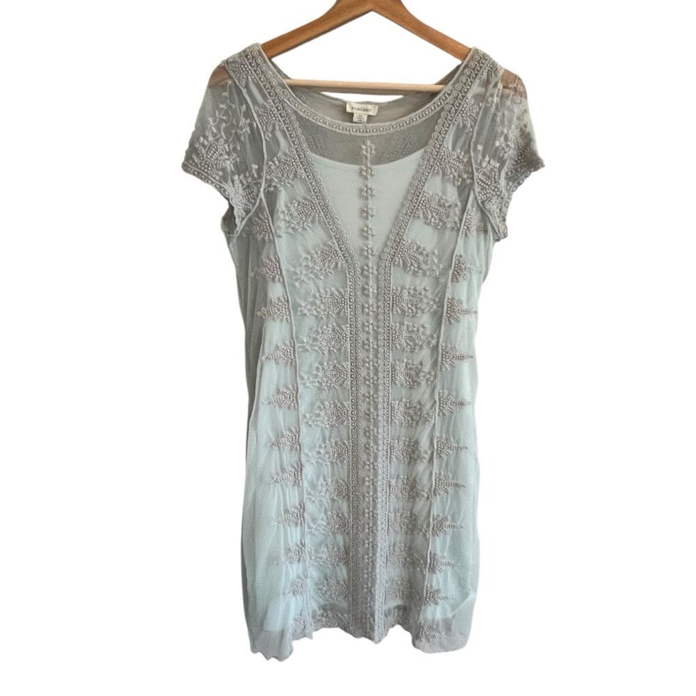 Sundance Womens Fairy Mesh Overlay Embroidered Dress Sz PS Boho Coastal Cottage
